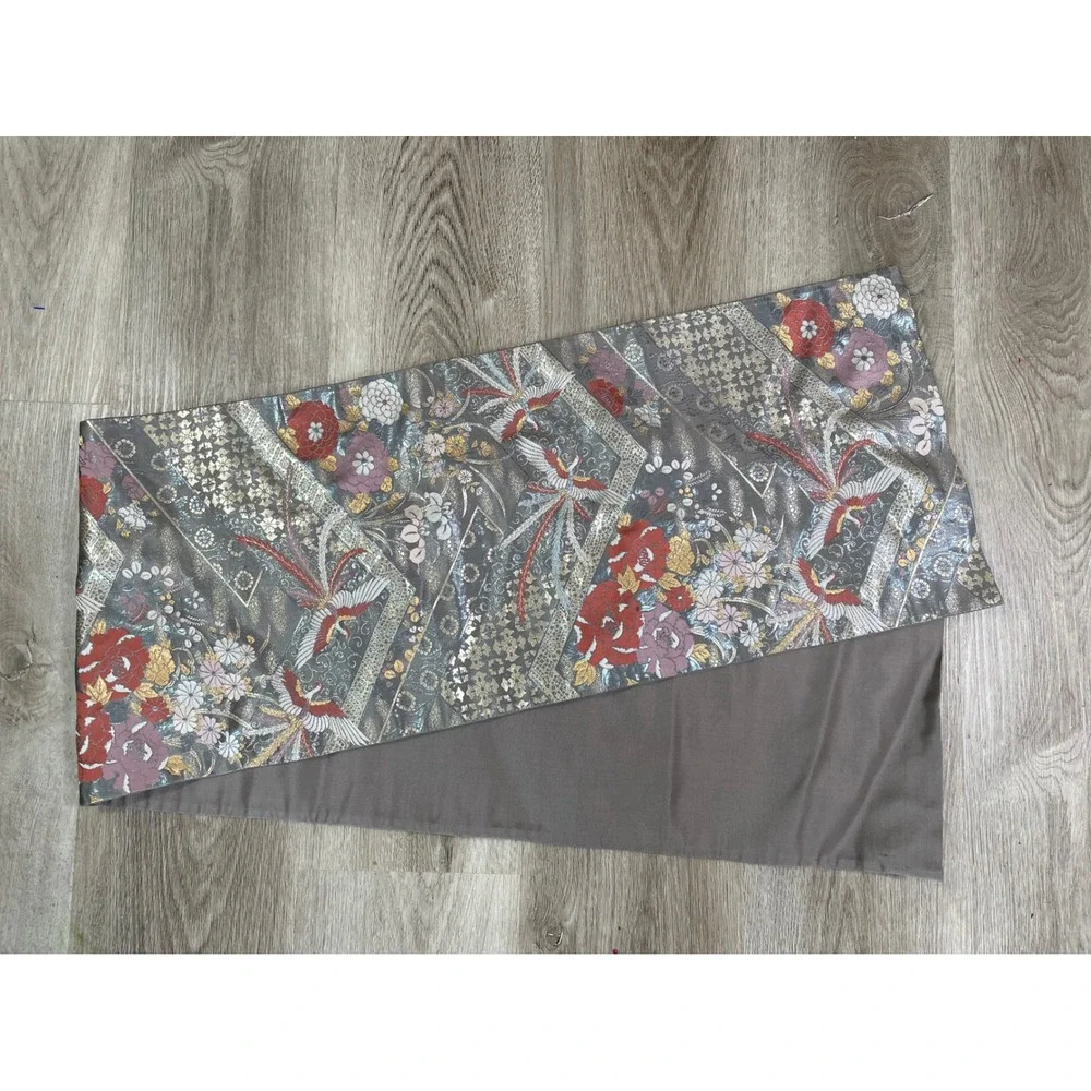 Gray Floral‎ Phoenix Bird Table Runner 58 in Asian Japanese Decor